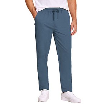 COOFANDY Mens Casual Cotton Pants Fit Elastic Waist Drawstring Twill Pants Straight Chino Pants