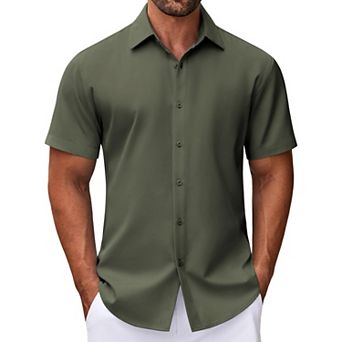 COOFANDY Wrinkle Free Dress Shirts for Men Button Up Shirts Short Sleeve Formal Shirts for Men