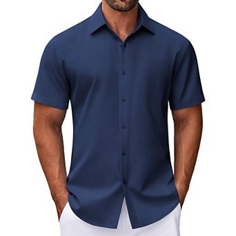 COOFANDY Wrinkle Free Dress Shirts for Men Button Up Shirts Short Sleeve Formal Shirts for Men