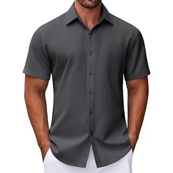 COOFANDY Wrinkle Free Dress Shirts for Men Button Up Shirts Short Sleeve Formal Shirts for Men