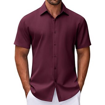COOFANDY Wrinkle Free Dress Shirts for Men Button Up Shirts Short Sleeve Formal Shirts for Men