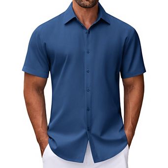COOFANDY Wrinkle Free Dress Shirts for Men Button Up Shirts Short Sleeve Formal Shirts for Men
