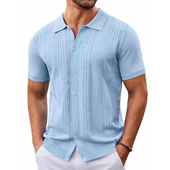 COOFANDY Mens Button Down Shirt Short Sleeve Polo Shirts Casual Vintage Beach Shirt Summer Shirts