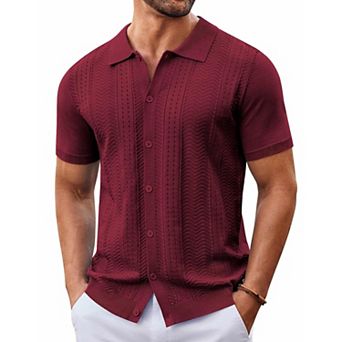 COOFANDY Mens Button Down Shirt Short Sleeve Polo Shirts Casual Vintage Beach Shirt Summer Shirts