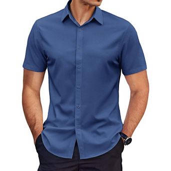 COOFANDY Mens Dress Shirt Short Sleeve Business Shirt Wrinkle-Free Button Down Shirt