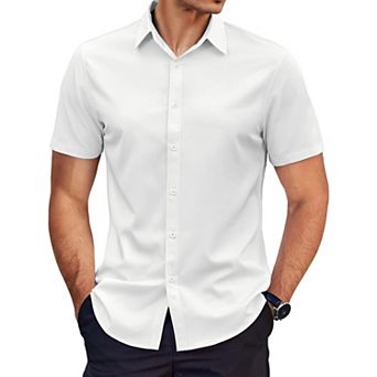 COOFANDY Mens Dress Shirt Short Sleeve Business Shirt Wrinkle-Free Button Down Shirt