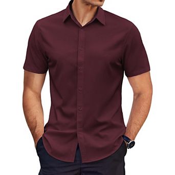 COOFANDY Mens Dress Shirt Short Sleeve Business Shirt Wrinkle-Free Button Down Shirt