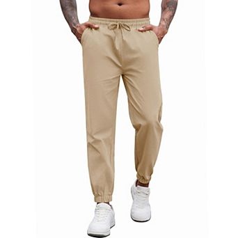 COOFANDY Men's Casual Joggers Cotton Drawstring Chino Pants Hiking Outdoor Twill Track Sweatpants