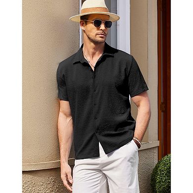 COOFANDY Men Mexican Beach Shirt Fashion Novelty Short Sleeve Button Down Tops
