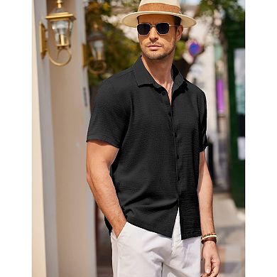 COOFANDY Men Mexican Beach Shirt Fashion Novelty Short Sleeve Button Down Tops