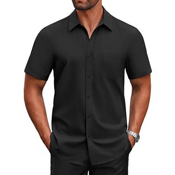 COOFANDY Men's Shirt Dress Shirts Wrinkle-Free Stretch Textured Business Casual Shirt