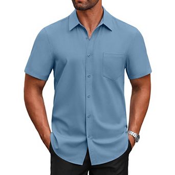 COOFANDY Men's Shirt Dress Shirts Wrinkle-Free Stretch Textured Business Casual Shirt