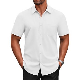 COOFANDY Men's Shirt Dress Shirts Wrinkle-Free Stretch Textured Business Casual Shirt