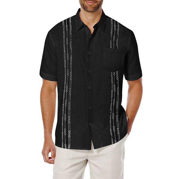 COOFANDY Men's Short Sleeve Linen Shirt Cuban Guayabera Shirts
