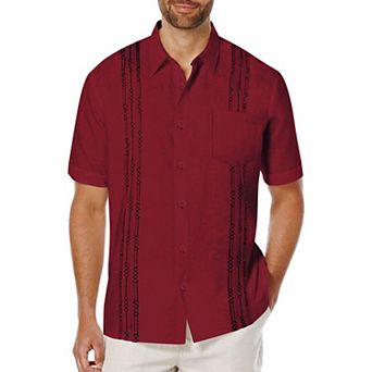 COOFANDY Men's Short Sleeve Linen Shirt Cuban Guayabera Shirts Summer Beach Tops
