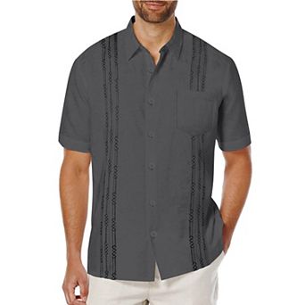 COOFANDY Men's Short Sleeve Linen Shirt Cuban Guayabera Shirts Summer Beach Tops