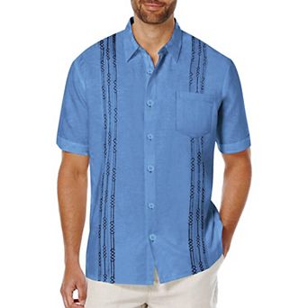 COOFANDY Men's Short Sleeve Linen Shirt Cuban Guayabera Shirts Summer Beach Tops