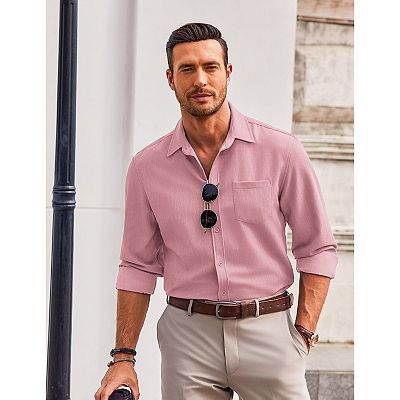 casual dress shirts mens Mens White