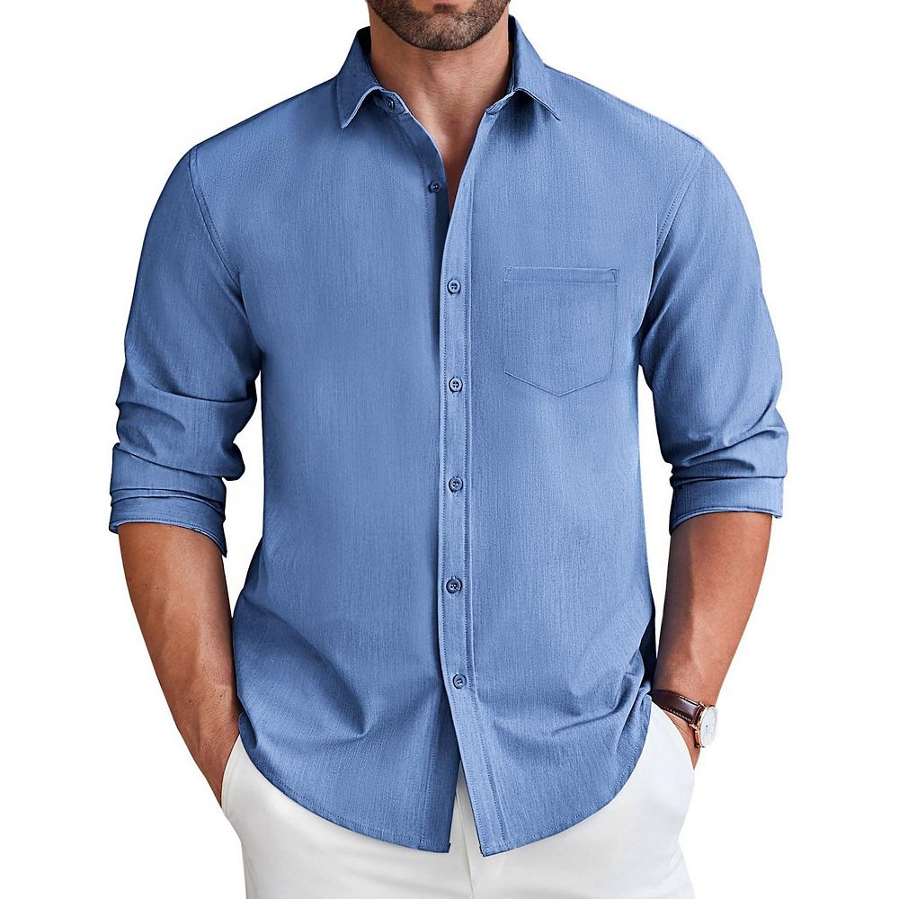 casual dress shirts men How To Wear Casually  Black Lapel Mens Long Noldares Men's Long Sleeve Dress