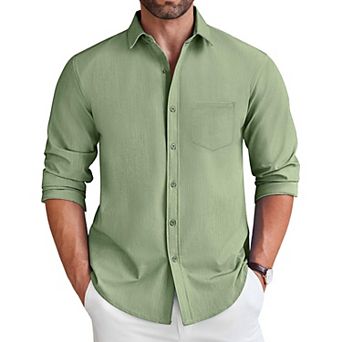 COOFANDY Mens Button Down Shirt Casual Long Sleeve Untucked Wrinkle Free Dress Shirt with Pocket