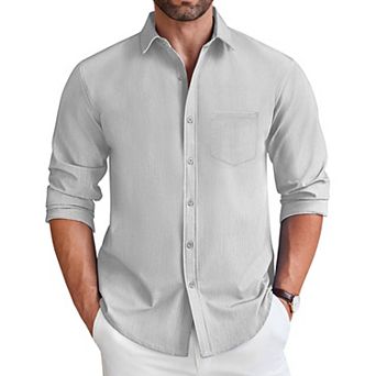 COOFANDY Mens Button Down Shirt Casual Long Sleeve Untucked Wrinkle Free Dress Shirt with Pocket
