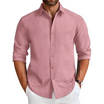 COOFANDY Mens Button Down Shirt Casual Long Sleeve Untucked Wrinkle Free Dress Shirt with Pocket