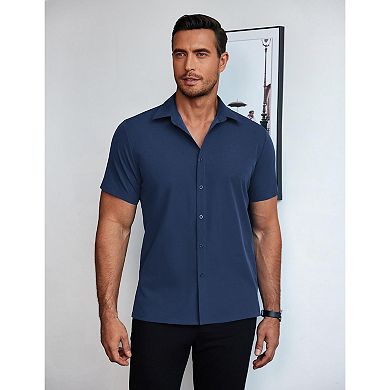 COOFANDY Mens Wrinkle Free Shirts Short Sleeve Lightweight Untucked Button Up Shirt