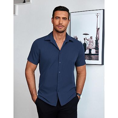 COOFANDY Mens Wrinkle Free Shirts Short Sleeve Lightweight Untucked Button Up Shirt