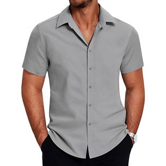 COOFANDY Mens Wrinkle Free Shirts Short Sleeve Lightweight Untucked Button Up Shirt