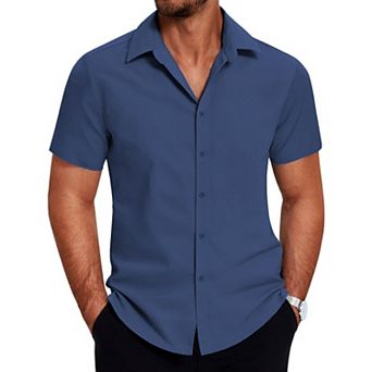 COOFANDY Mens Wrinkle Free Shirts Short Sleeve Lightweight Untucked Button Up Shirt
