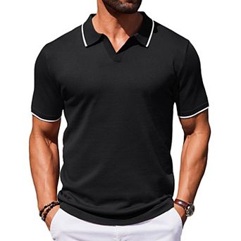 COOFANDY Mens Polo Shirts Short Sleeve Casual Knit Polo Shirt Vintage Golf T Shirts Old Money Tops