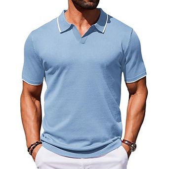 COOFANDY Mens Polo Shirts Short Sleeve Casual Knit Polo Shirt Vintage Golf T Shirts Old Money Tops