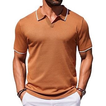 COOFANDY Mens Polo Shirts Short Sleeve Casual Knit Polo Shirt Vintage Golf T Shirts Old Money Tops