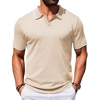 COOFANDY Mens Polo Shirts Short Sleeve Casual Knit Polo Shirt Vintage Golf T Shirts Old Money Tops