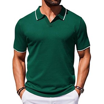 COOFANDY Mens Polo Shirts Short Sleeve Casual Knit Polo Shirt Vintage Golf T Shirts Old Money Tops
