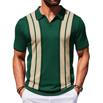 COOFANDY Mens Polo Shirts Short Sleeve Casual Knit Polo Shirt Vintage Golf T Shirts Old Money Tops