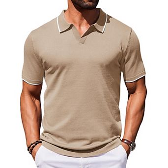 COOFANDY Mens Polo Shirts Short Sleeve Casual Knit Polo Shirt Vintage Golf T Shirts Old Money Tops
