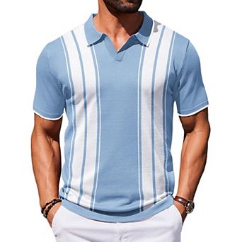 COOFANDY Mens Polo Shirts Short Sleeve Casual Knit Polo Shirt Vintage Golf T Shirts Old Money Tops