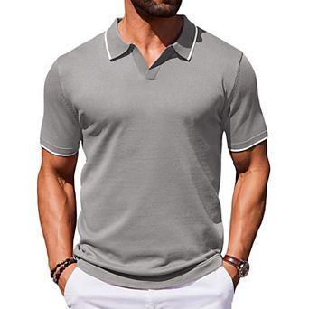 COOFANDY Mens Polo Shirts Short Sleeve Casual Knit Polo Shirt Vintage Golf T Shirts Old Money Tops