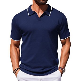 COOFANDY Mens Polo Shirts Short Sleeve Casual Knit Polo Shirt Vintage Golf T Shirts Old Money Tops