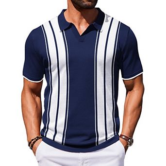 COOFANDY Mens Polo Shirts Short Sleeve Casual Knit Polo Shirt Vintage Golf T Shirts Old Money Tops