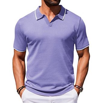 COOFANDY Mens Polo Shirts Short Sleeve Casual Knit Polo Shirt Vintage Golf T Shirts Old Money Tops