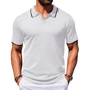 COOFANDY Mens Polo Shirts Short Sleeve Casual Knit Polo Shirt Vintage Golf T Shirts Old Money Tops