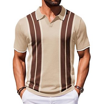 COOFANDY Mens Polo Shirts Short Sleeve Casual Knit Polo Shirt Vintage Golf T Shirts Old Money Tops
