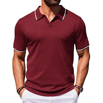 COOFANDY Mens Polo Shirts Short Sleeve Casual Knit Polo Shirt Vintage Golf T Shirts Old Money Tops