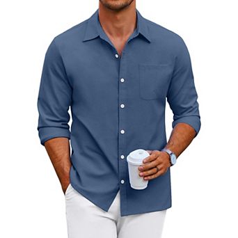 COOFANDY Men's Oxford Shirt Long Sleeve Casual Button Down Shirts Regular Fit Dress Shirts