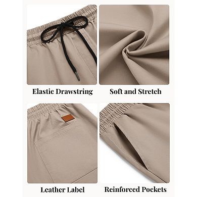 COOFANDY Men's Casual Shorts Cotton Elastic Waist Drawstring Shorts Lightweight Summer Beach Shorts