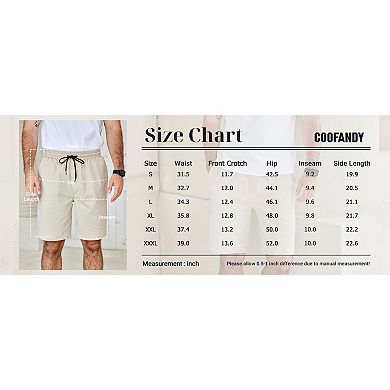 COOFANDY Men's Casual Shorts Cotton Elastic Waist Drawstring Shorts Lightweight Summer Beach Shorts