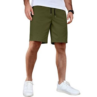 COOFANDY Men's Casual Shorts Cotton Elastic Waist Drawstring Shorts Lightweight Summer Beach Shorts