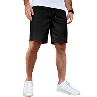 COOFANDY Men's Casual Shorts Cotton Elastic Waist Drawstring Shorts Lightweight Summer Beach Shorts